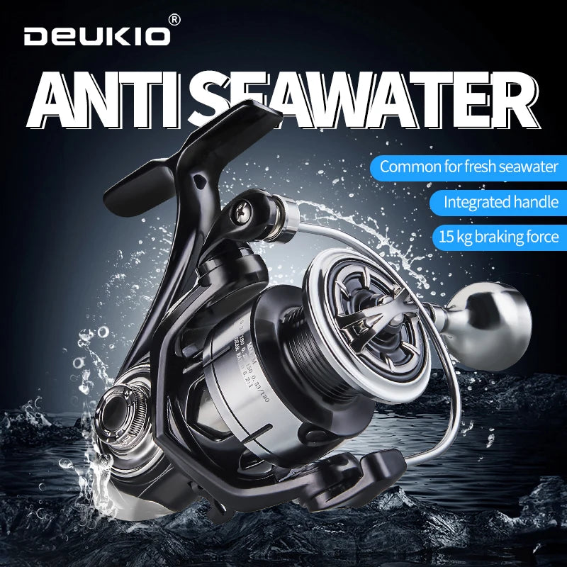 DEUKIO Waterproof Spinning Reel | 2000–7000 Sizes | 15KG Max Drag | 5.2:1 Gear Ratio | Metal Ball Knob