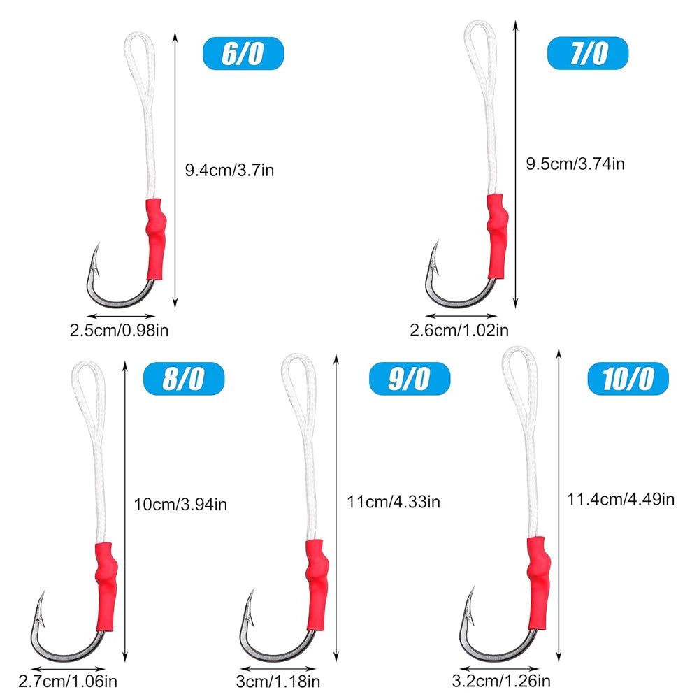 MEGA BULK 100Pcs Assist Hooks Stainless Steel 1/0-10/0