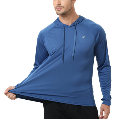 Men’s UPF 50+ Long Sleeve Hoodie Shirt | Quick-Dry Rash Guard | Lightweight Summer Outdoor Pullover