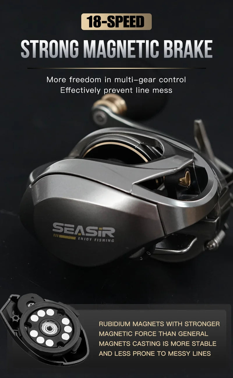 Seasir Megacuda Saltwater Baitcasting Reel 15KG Drag 6.5:1 11+1 BB