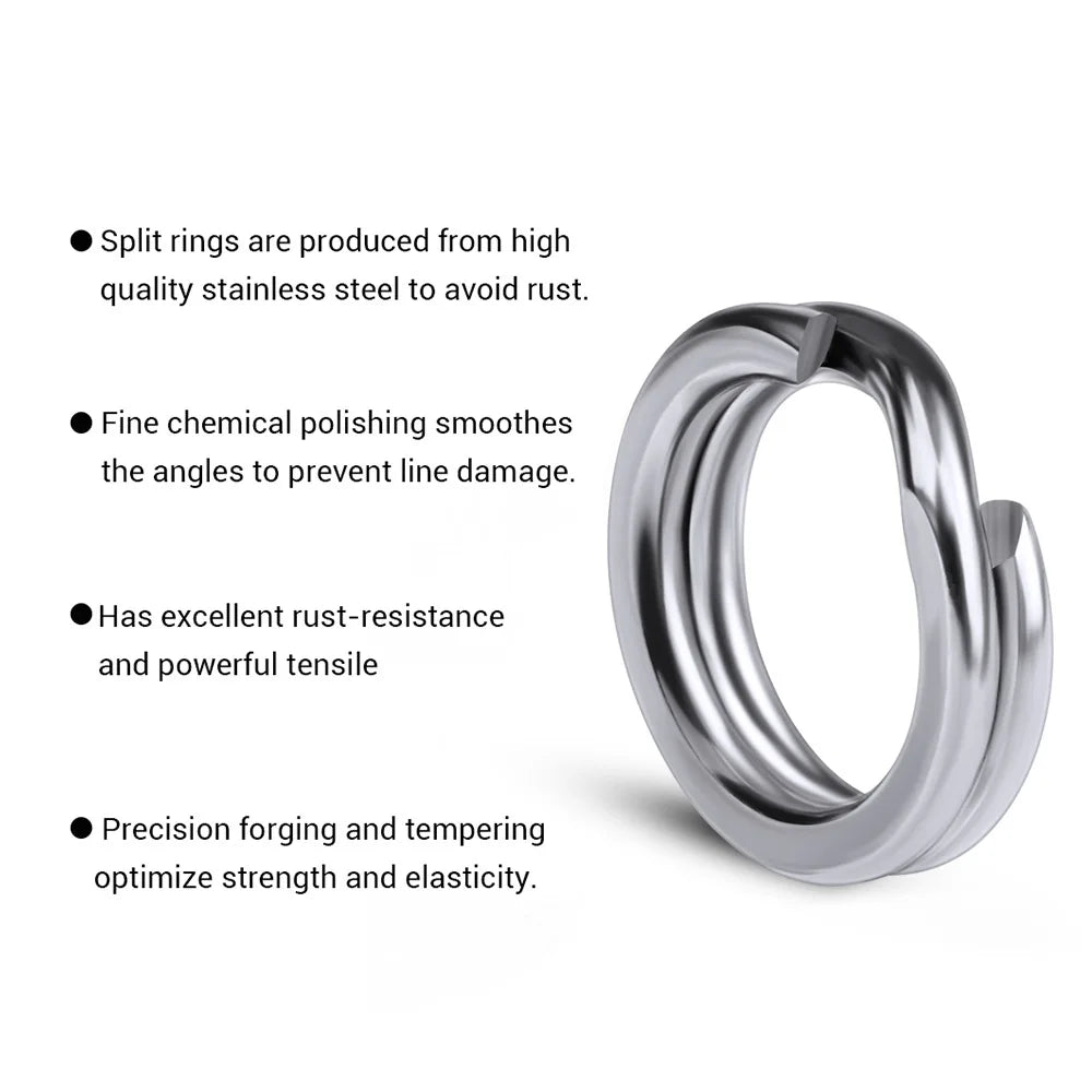 PROBEROS 30pcs Stainless Steel Fishing Split Rings Set