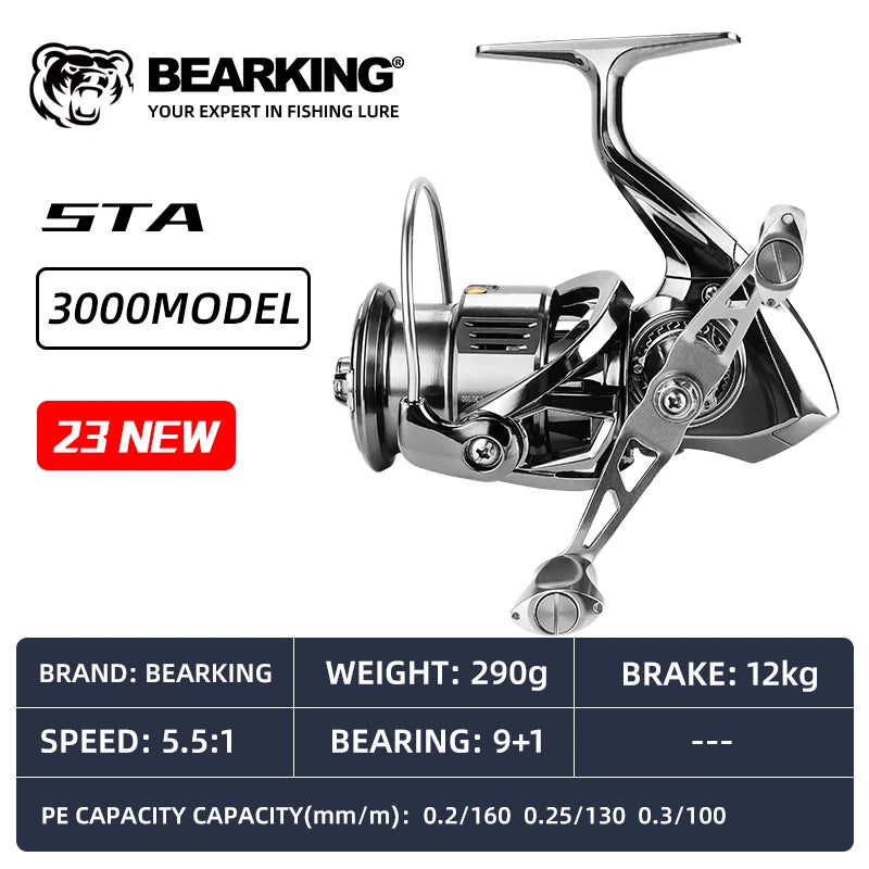 BEARKING 9+1 Stainless-Bearing Spinning Reel – 5.5:1 Gear Ratio, 7 kg Max Drag