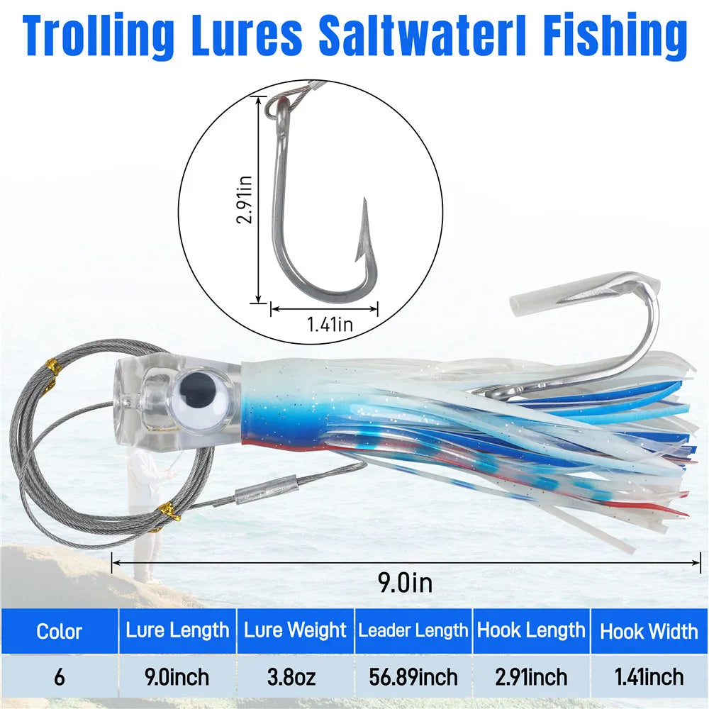 6pcs Big Game Trolling Skirts 6/9inch