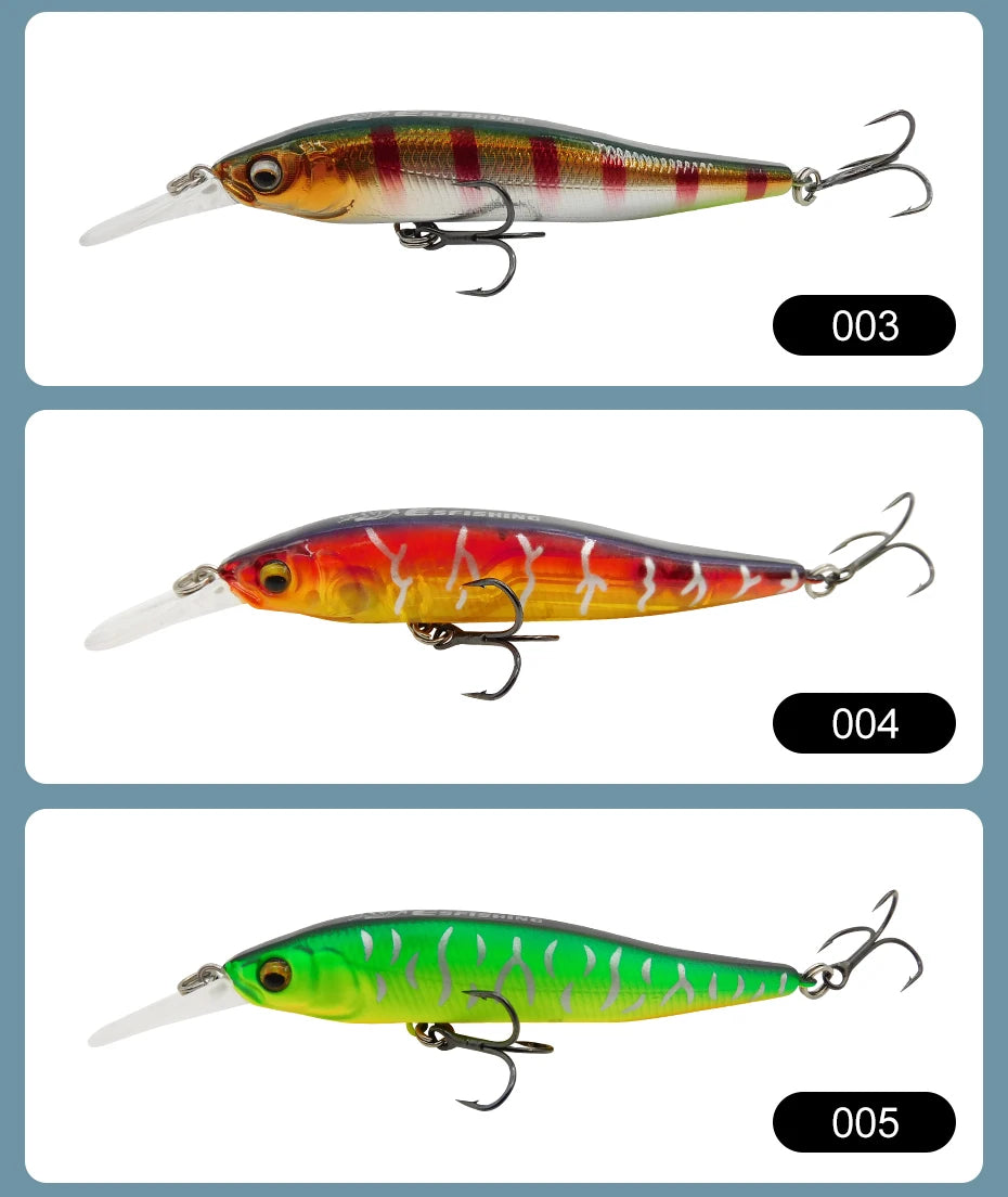 ESFISHING 75 mm Hard Minnow Lure – 7.1 g Slow-Floating Crankbait (28 Colours, 0–2.4 m Depth)