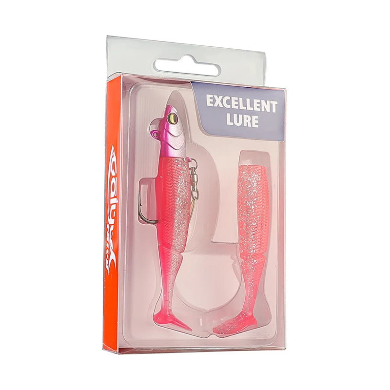 TAIYU Soft Lure & Spinner Combo | 20g Jig Head | T-Tail Silicone Wobbler + Metal Spoon Blade | Pike, Trout & Bass