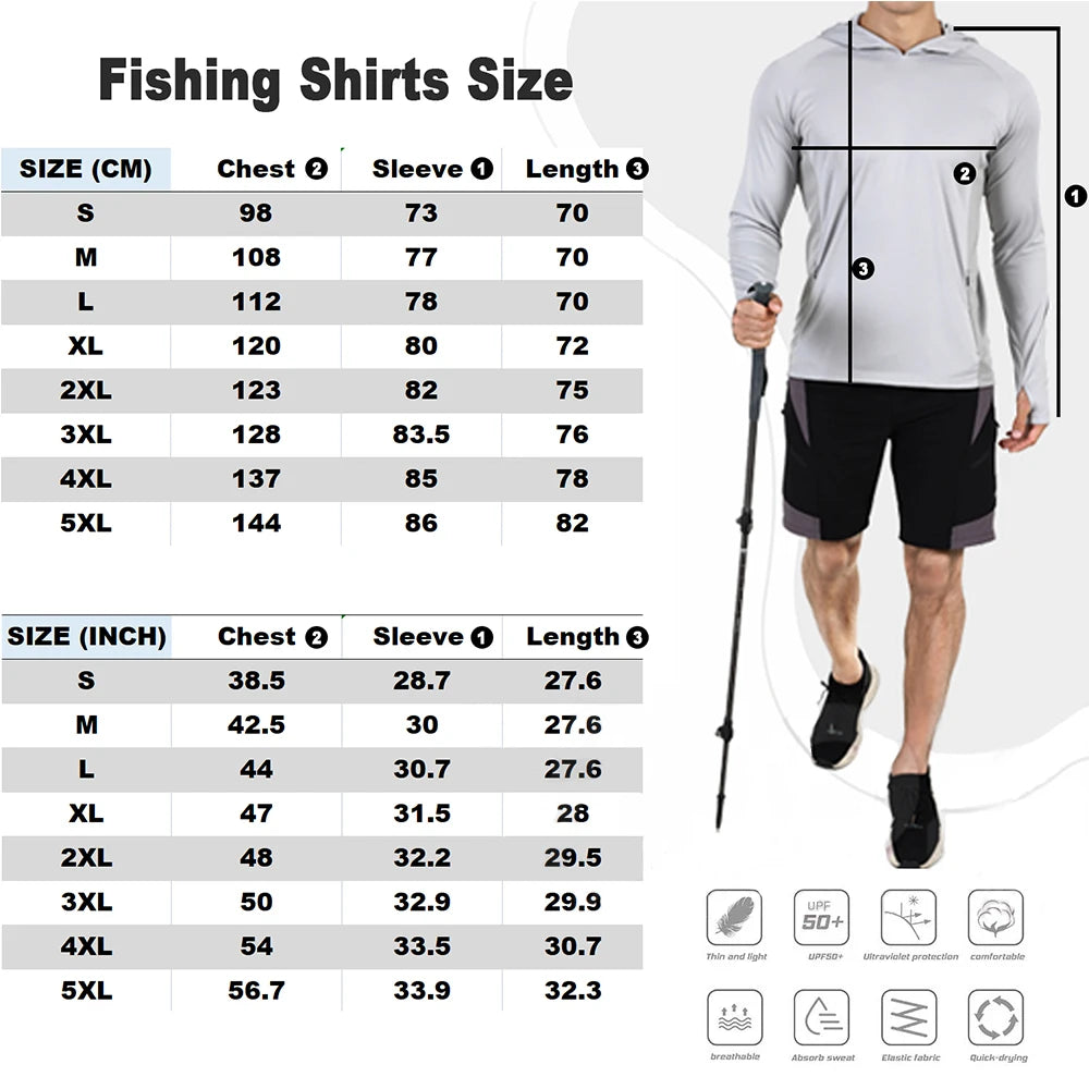 Breathable UPF 50+ Men Long Sleeve Fishing Shirt