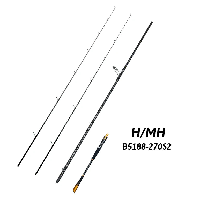 BIUTIFU 2-Tip Spinning &amp; Baitcasting Rod – T1000 Carbon, Fuji Guides (1.8–2.7 m)